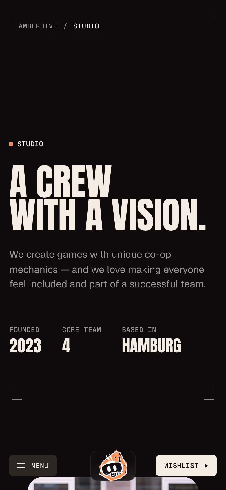 Studio page on mobile