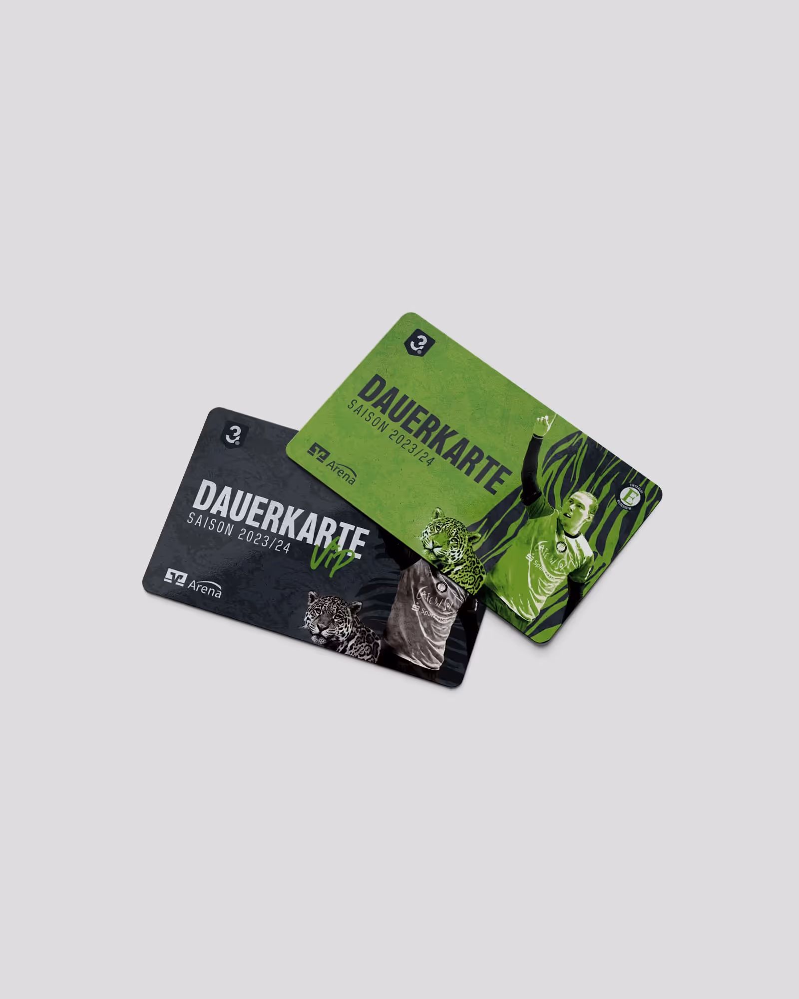 Season ticket cards in green and black