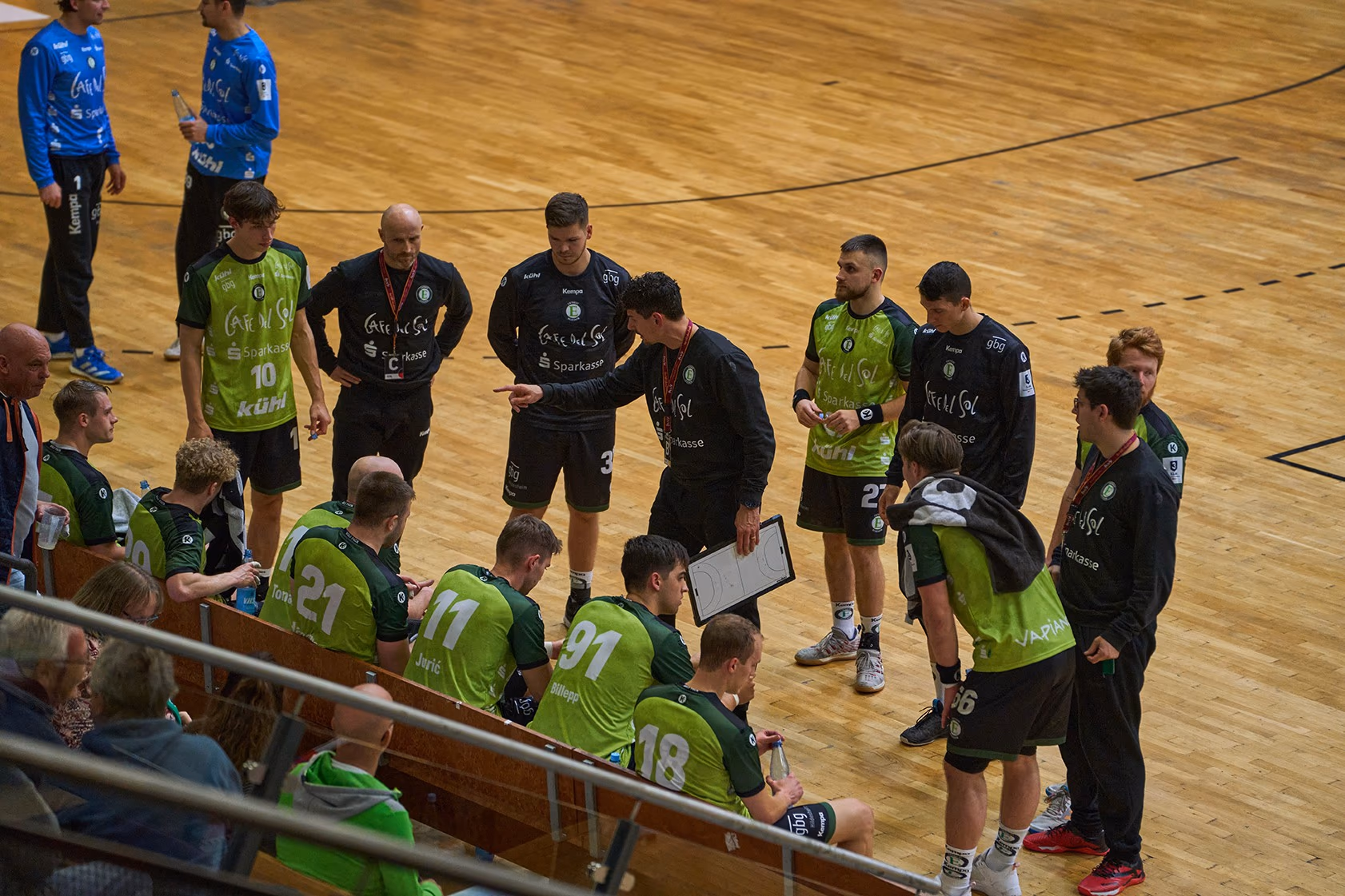 Team huddle during a timeout